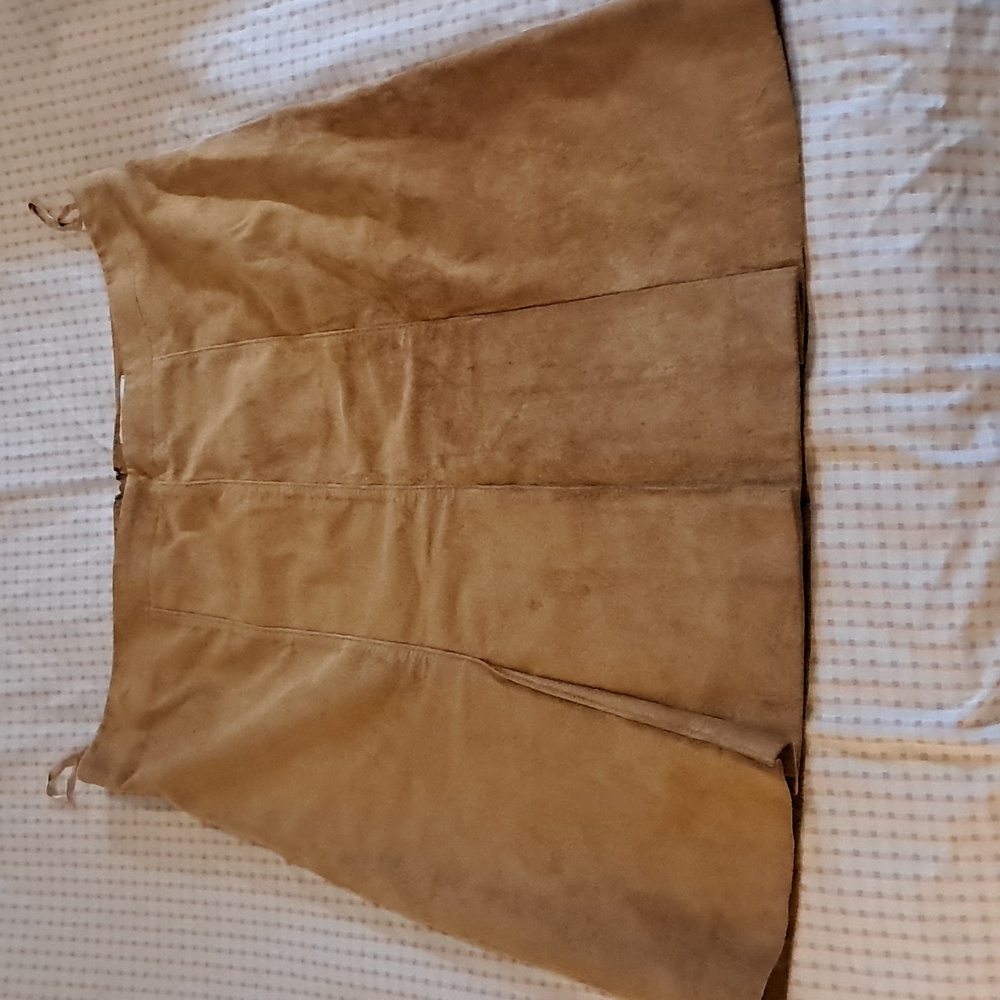 Loft Camel Tan  Suede Skirt 10p